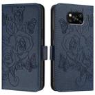 For Xiaomi Poco X3 / X3 NFC / X3 Pro Embossed Rose RFID Anti-theft Leather Phone Case(Dark Blue) - 2