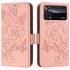 For Xiaomi Poco X4 Pro 5G Embossed Rose RFID Anti-theft Leather Phone Case(Pink) - 2