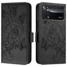 For Xiaomi Poco X4 Pro 5G Embossed Rose RFID Anti-theft Leather Phone Case(Black) - 2