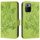 For Xiaomi Poco X3 GT Embossed Rose RFID Anti-theft Leather Phone Case(Green) - 2