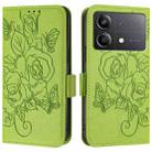 For Xiaomi Poco X6 Neo 5G Embossed Rose RFID Anti-theft Leather Phone Case(Green) - 2