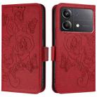 For Xiaomi Poco X6 Neo 5G Embossed Rose RFID Anti-theft Leather Phone Case(Red) - 2
