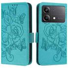 For Xiaomi Poco X6 Neo 5G Embossed Rose RFID Anti-theft Leather Phone Case(Light Blue) - 2