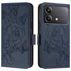 For Xiaomi Poco X6 Neo 5G Embossed Rose RFID Anti-theft Leather Phone Case(Dark Blue) - 2