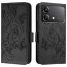 For Xiaomi Poco X6 Neo 5G Embossed Rose RFID Anti-theft Leather Phone Case(Black) - 2