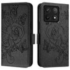 For Xiaomi 14T Embossed Rose RFID Anti-theft Leather Phone Case(Black) - 3