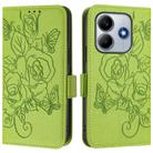 For Xiaomi Poco M7 Pro 5G Embossed Rose RFID Anti-theft Leather Phone Case(Green) - 2