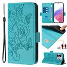 For Xiaomi Poco M7 Pro 5G Embossed Rose RFID Anti-theft Leather Phone Case(Light Blue) - 1