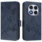 For Xiaomi Poco X7 5G / Redmi Note 14 Pro 5G Embossed Rose RFID Anti-theft Leather Phone Case(Dark Blue) - 2