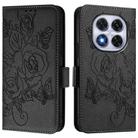 For Xiaomi Poco X7 5G / Redmi Note 14 Pro 5G Embossed Rose RFID Anti-theft Leather Phone Case(Black) - 2