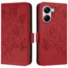 For Xiaomi Poco X7 Pro 5G / Redmi Turbo 4 5G Embossed Rose RFID Anti-theft Leather Phone Case(Red) - 2