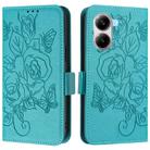 For Xiaomi Poco X7 Pro 5G / Redmi Turbo 4 5G Embossed Rose RFID Anti-theft Leather Phone Case(Light Blue) - 2