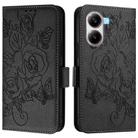 For Xiaomi Poco X7 Pro 5G / Redmi Turbo 4 5G Embossed Rose RFID Anti-theft Leather Phone Case(Black) - 2