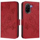 For Xiaomi Poco C71 / Redmi A5 4G 171.7mm Embossed Rose RFID Anti-theft Leather Phone Case(Red) - 2