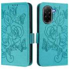 For Xiaomi Poco C71 / Redmi A5 4G 171.7mm Embossed Rose RFID Anti-theft Leather Phone Case(Light Blue) - 2