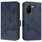 For Xiaomi Poco C71 / Redmi A5 4G 171.7mm Embossed Rose RFID Anti-theft Leather Phone Case(Dark Blue) - 2