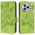 For Xiaomi Civi 5 Pro 5G Embossed Rose RFID Anti-theft Leather Phone Case(Green) - 2