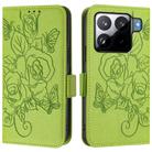 For Xiaomi 15S Pro 5G Embossed Rose RFID Anti-theft Leather Phone Case(Green) - 2