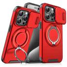 For iPhone 15 Pro Max Sliding Camshield Ring Holder Phone Case(Red) - 1