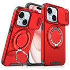 For iPhone 15 Plus Sliding Camshield Ring Holder Phone Case(Red) - 1
