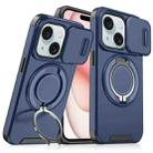 For iPhone 15 Plus Sliding Camshield Ring Holder Phone Case(Blue) - 1
