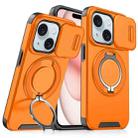 For iPhone 15 Sliding Camshield Ring Holder Phone Case(Orange) - 1