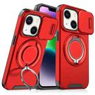 For iPhone 14 Plus Sliding Camshield Ring Holder Phone Case(Red) - 1