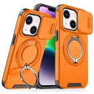 For iPhone 14 Plus Sliding Camshield Ring Holder Phone Case(Orange) - 1