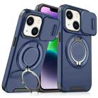 For iPhone 14 Sliding Camshield Ring Holder Phone Case(Blue) - 1