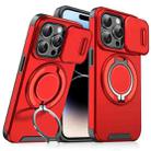 For iPhone 14 Pro Sliding Camshield Ring Holder Phone Case(Red) - 1