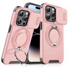 For iPhone 14 Pro Sliding Camshield Ring Holder Phone Case(Pink) - 1