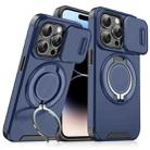 For iPhone 14 Pro Sliding Camshield Ring Holder Phone Case(Blue) - 1