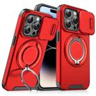 For iPhone 14 Pro Max Sliding Camshield Ring Holder Phone Case(Red) - 1