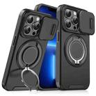 For iPhone 13 Pro Sliding Camshield Ring Holder Phone Case(Black) - 1