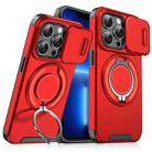 For iPhone 13 Pro Sliding Camshield Ring Holder Phone Case(Red) - 1