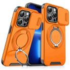 For iPhone 13 Pro Sliding Camshield Ring Holder Phone Case(Orange) - 1