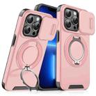 For iPhone 13 Pro Sliding Camshield Ring Holder Phone Case(Pink) - 1