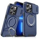 For iPhone 13 Pro Sliding Camshield Ring Holder Phone Case(Blue) - 1