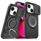 For iPhone 13 Sliding Camshield Ring Holder Phone Case(Black) - 1