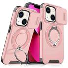 For iPhone 13 Sliding Camshield Ring Holder Phone Case(Pink) - 1