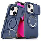 For iPhone 13 Sliding Camshield Ring Holder Phone Case(Blue) - 1