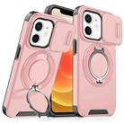For iPhone 12 Sliding Camshield Ring Holder Phone Case(Pink) - 1