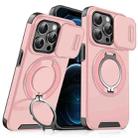 For iPhone 12 Pro Max Sliding Camshield Ring Holder Phone Case(Pink) - 1