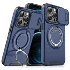 For iPhone 12 Pro Max Sliding Camshield Ring Holder Phone Case(Blue) - 1