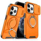 For iPhone 11 Pro Max Sliding Camshield Ring Holder Phone Case(Orange) - 1
