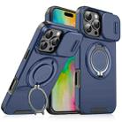 For iPhone 16 Pro Max Sliding Camshield Ring Holder Phone Case(Blue) - 1