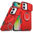 For iPhone 16 Plus Sliding Camshield Ring Holder Phone Case(Red) - 1