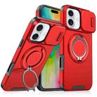 For iPhone 16 Sliding Camshield Ring Holder Phone Case(Red) - 1
