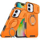 For iPhone 16 Sliding Camshield Ring Holder Phone Case(Orange) - 1