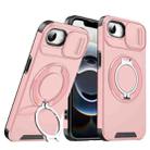 For iPhone 16e Sliding Camshield Ring Holder Phone Case(Pink) - 1
